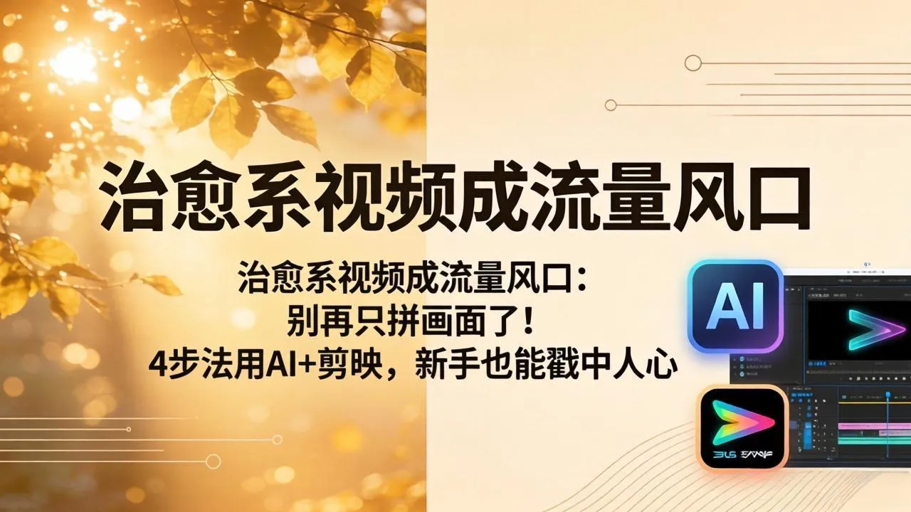 治愈系视频成流量风口：别再只拼画面了！4步法用AI+剪映，新手也能戳中人心-来缘阁