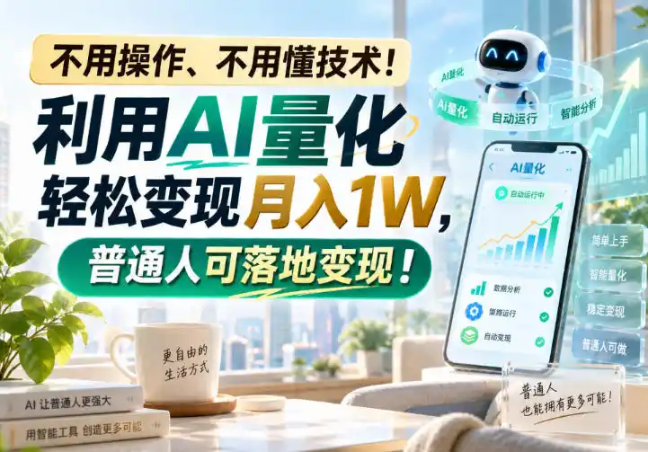 不用操作、不用懂技术!利用AI量化轻松变现月入1W,普通人可落地变现!【揭秘】-来缘阁