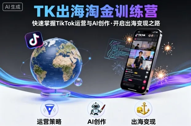 TK出海淘金训练营，助你快速掌握TikTok运营与AI创作，开启出海变现之路-来缘阁