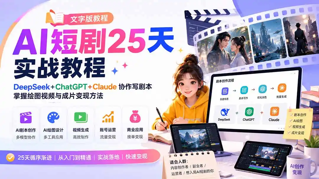 AI短剧25天实战教程(文字版教程-来缘阁