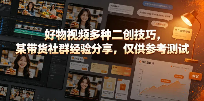好物视频多种二创技巧，某带货社群经验分享，仅供参考测试-来缘阁