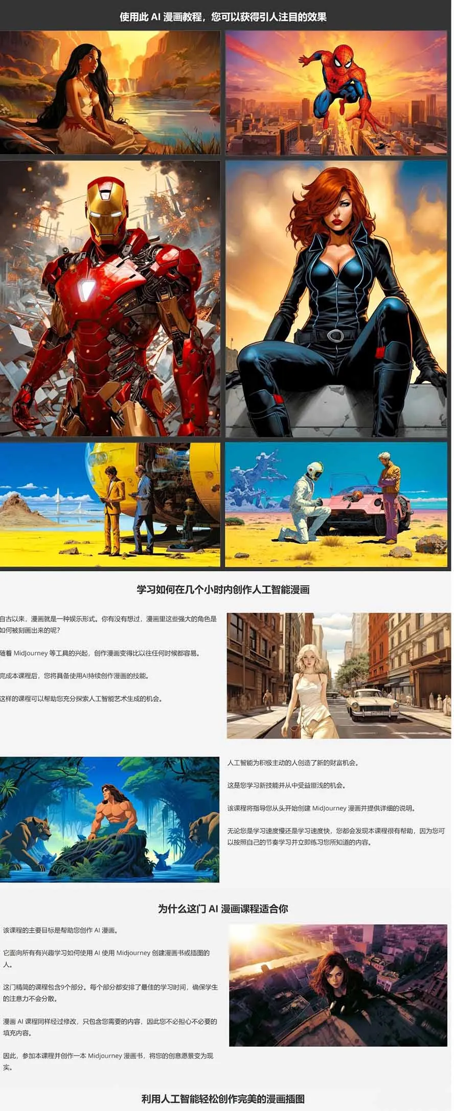 Midjourney AI漫画创作课，脚本构思、人物设计、排版合成，零基础创作完整漫画或系列插画-来缘阁