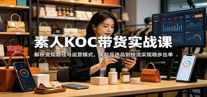 素人KOC带货实战课：解析变现路径与运营模式，从起号选品到投流实现稳步出单-来缘阁