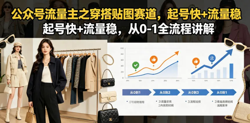 公众号流量主之穿搭贴图赛道，起号快+流量稳，从0-1全流程讲解-来缘阁