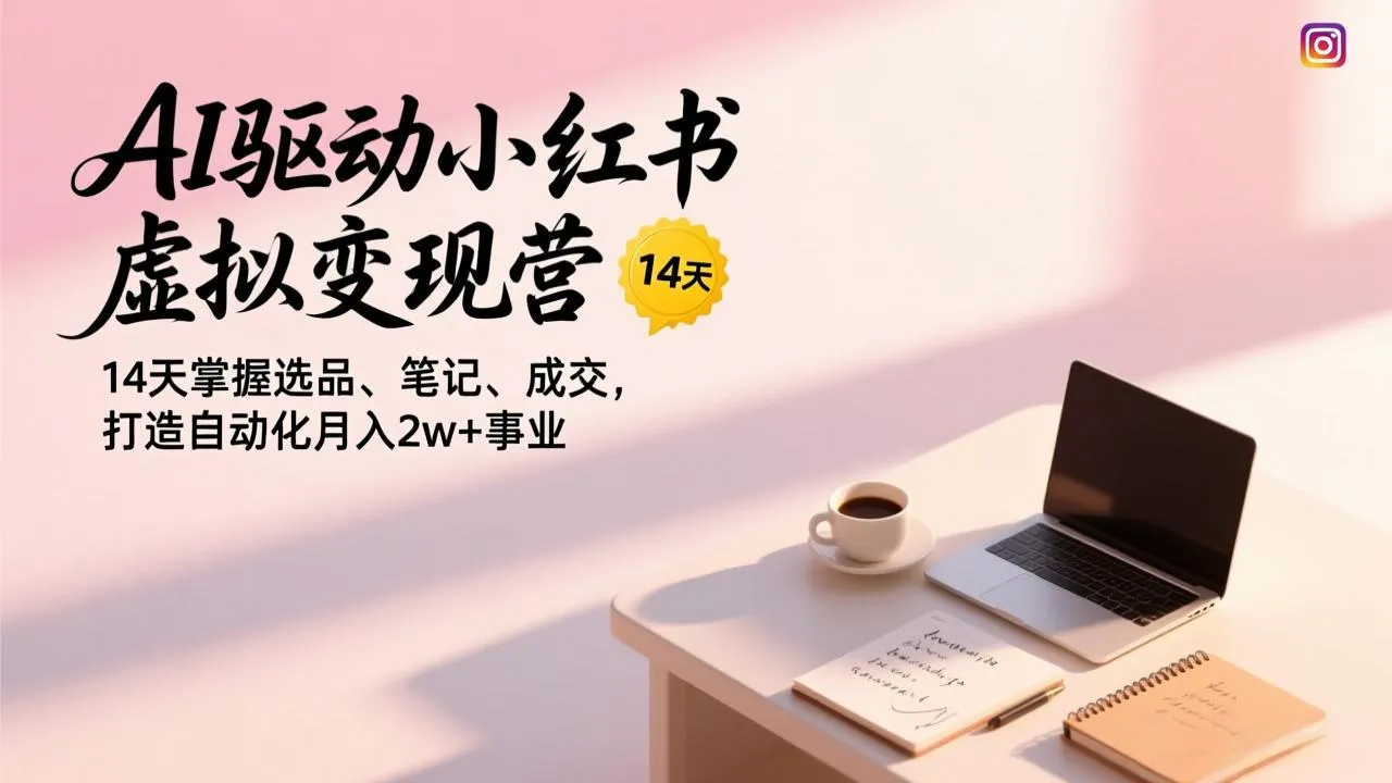 AI驱动小红书虚拟变现营，14天掌握选品、笔记、成交，打造自动化月入2w+事业-来缘阁