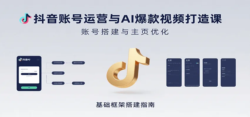 抖音账号运营与AI爆款视频打造课：含账号搭建、运营及多种AI特效视频制作方法-来缘阁