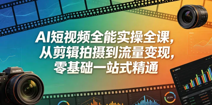 AI短视频全能实操全课，从剪辑拍摄到流量变现，零基础一站式精通-来缘阁