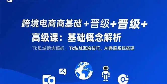 跨境电商基础+晋级+高级课：基础概念解析,Tk私域涨粉技巧,AI客服系统搭建-来缘阁