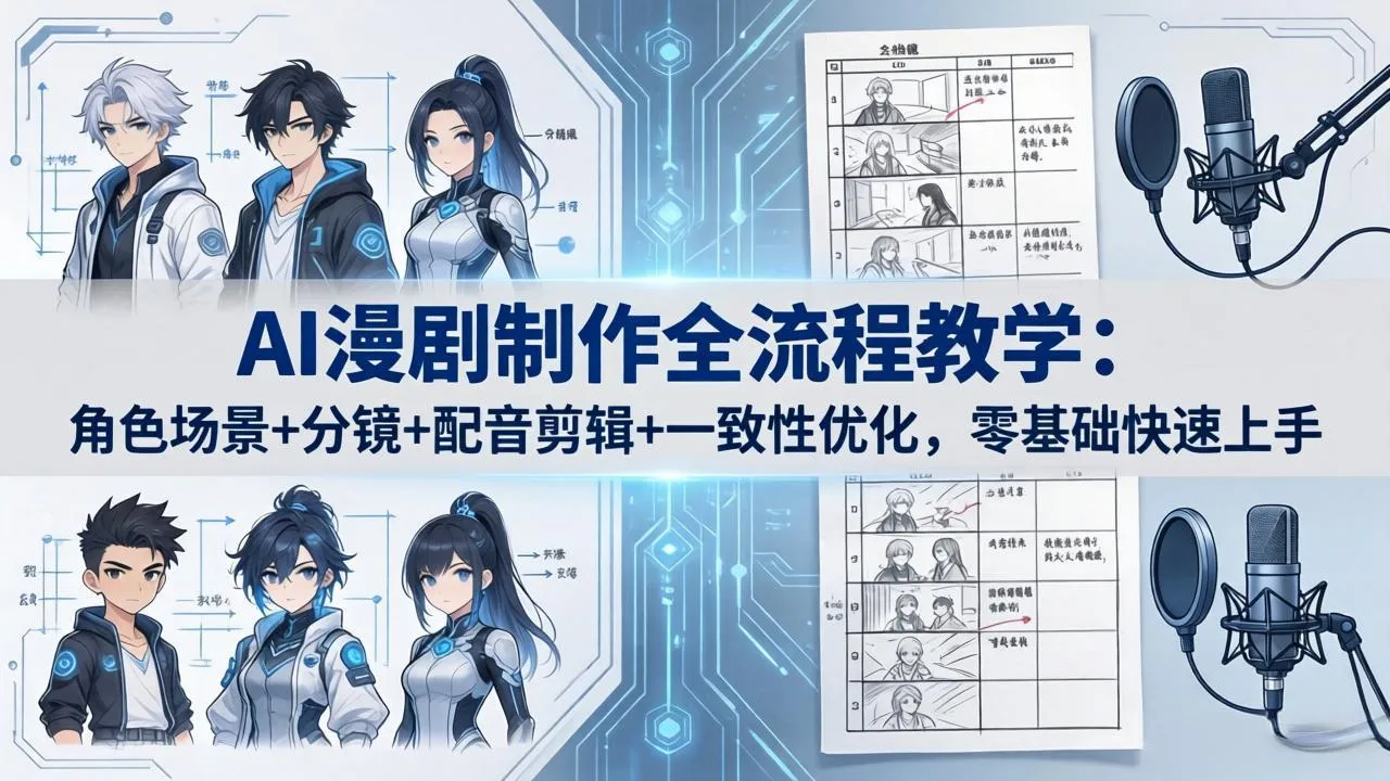 AI漫剧制作全流程教学：角色场景+分镜+配音剪辑+一致性优化，零基础快速上手-来缘阁