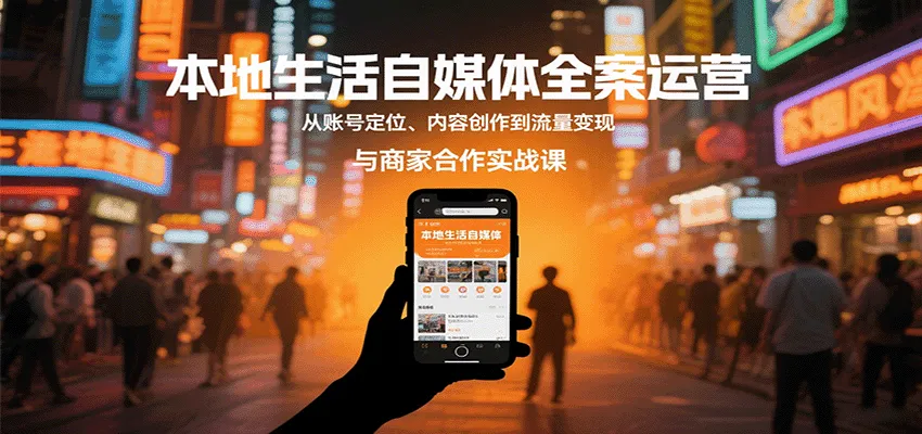 本地生活自媒体全案运营,从账号定位、内容创作到流量变现与商家合作实战课-来缘阁