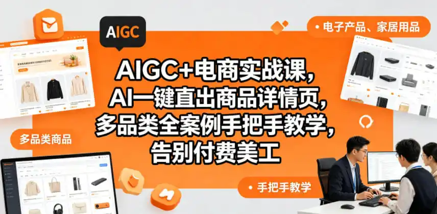 AIGC+电商实战课，AI一键直出商品详情页，多品类全案例手把手教学，告别付费美工(更新0820)-来缘阁