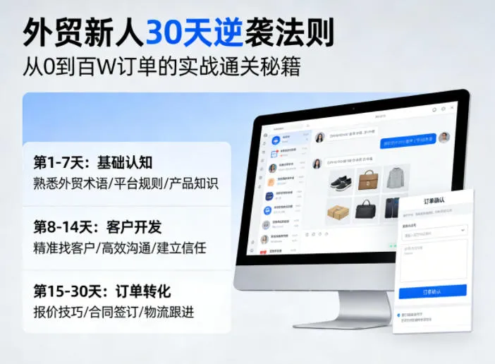 外贸新人30天逆袭法则，教你从0到百W订单的实战通关秘籍-来缘阁