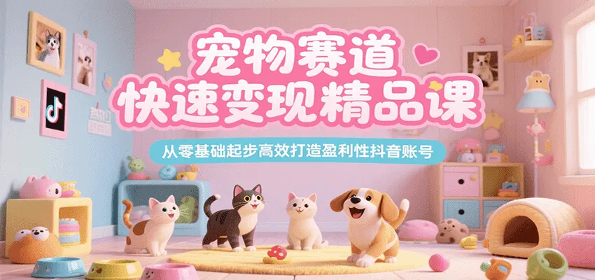 宠物赛道快速变现精品课,从零基础起步高效打造盈利性抖音账号-来缘阁