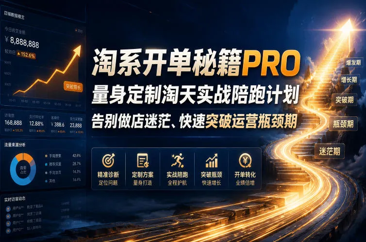 淘系开单秘籍PRO，量身定制淘天实战陪跑计划，告别做店迷茫、快速突破运营瓶颈期(20260709)-来缘阁