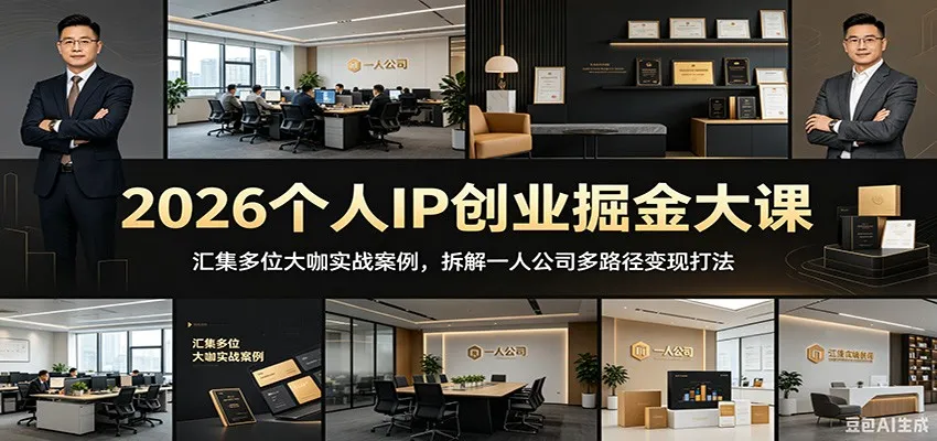 2026个人IP创业掘金大课：汇集多位大咖实战案例，拆解一人公司多路径变现打法-来缘阁