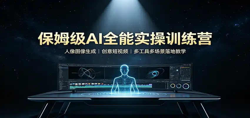 保姆级AI全能实操训练营：人像图像生成，创意短视频，多工具多场景落地教学-来缘阁