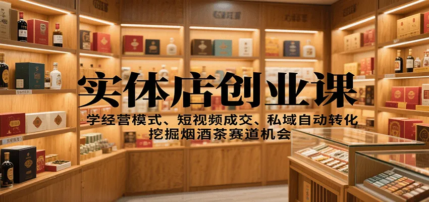 实体店创业课:学经营模式、短视频成交、私域自动转化,挖掘烟酒茶赛道机会-来缘阁