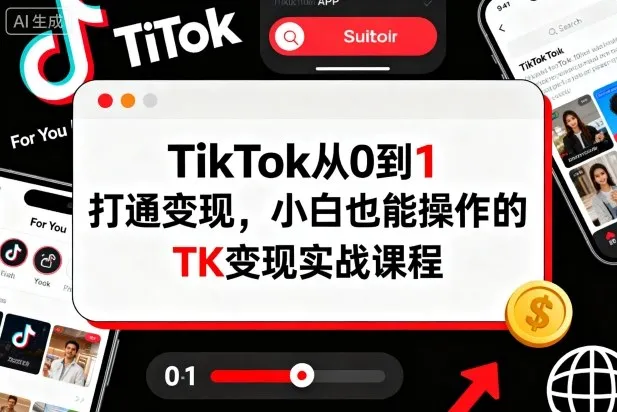 TikTok从0到1打通变现,小白也能操作的TK变现实战课程-来缘阁