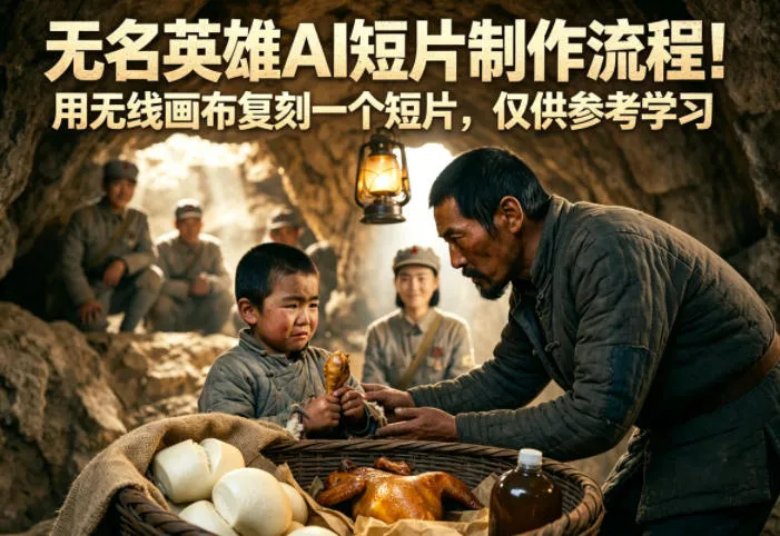 无名英雄AI短片制作流程！用无线画布复刻一个短片，仅供参考学习-来缘阁