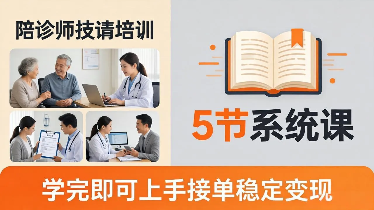 想做陪诊师不知从何下手？5节系统课教你掌握核心技能，学完即可上手接单稳定变现-来缘阁