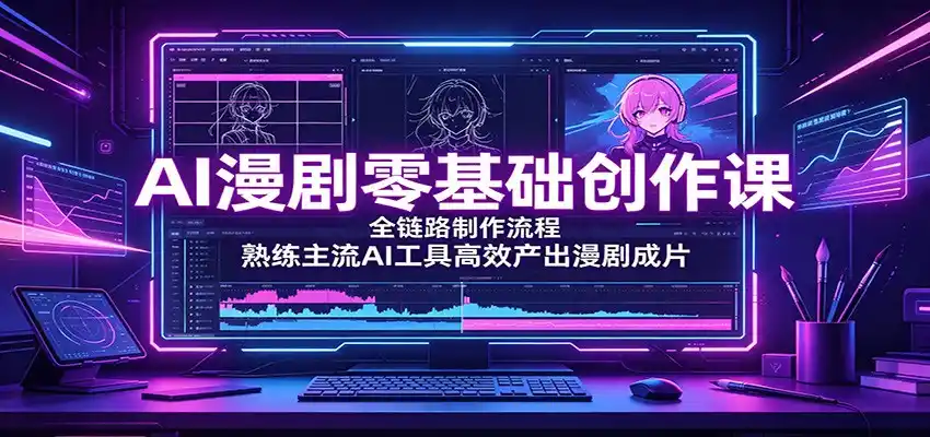 AI漫剧零基础创作课：全链路制作流程，熟练主流AI工具高效产出漫剧成片-来缘阁