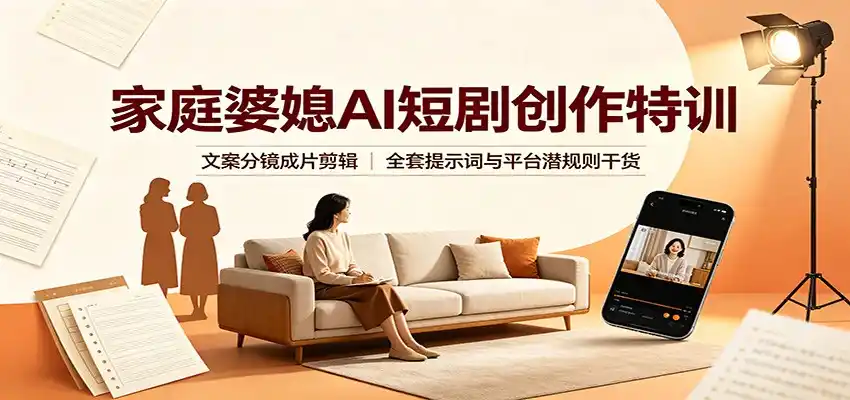 家庭婆媳AI短剧创作特训：文案分镜成片剪辑，全套提示词与平台潜规则干货-来缘阁