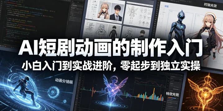 AI短剧动画的制作入门，小白入门到实战进阶，零起步到独立实操-来缘阁
