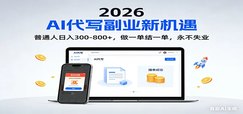 2026 副业首选！AI 代写日入 300-800，普通人0门槛，做一单结一单！-来缘阁