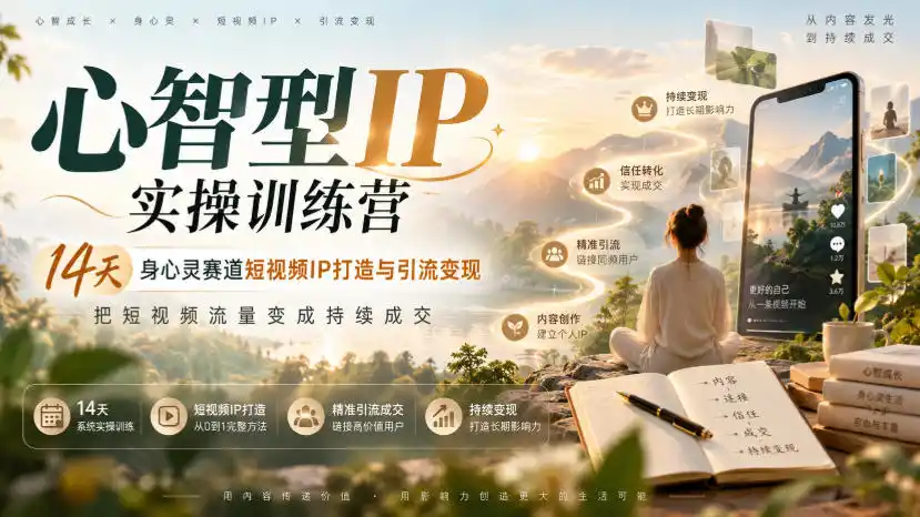心智型IP实操训练营|14天身心灵赛道短视频IP打造与引流变现,把短视频流量变成持续成交-来缘阁