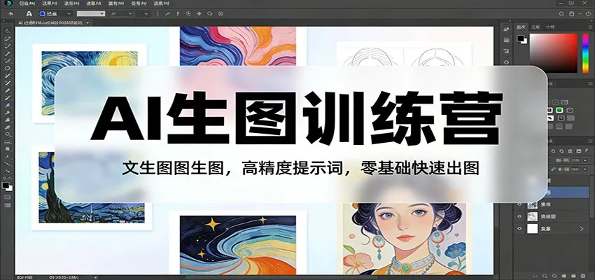 AI生图训练营：文生图图生图，高精度提示词，零基础快速出图-来缘阁