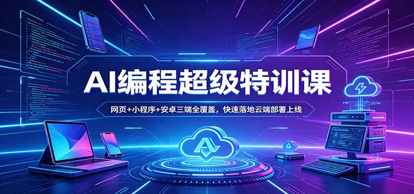 AI编程超级特训课：网页+小程序+安卓三端全覆盖，快速落地云端部署上线-来缘阁