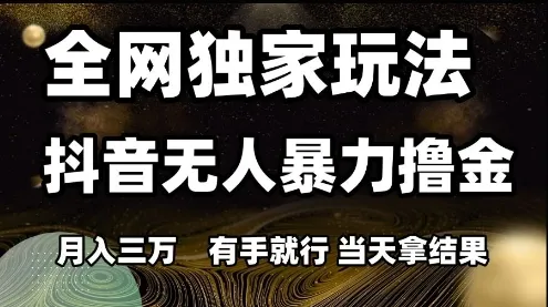 全网独家玩法抖音无人暴力撸金,月入3W,有手就行,当天拿结果【揭秘】-来缘阁