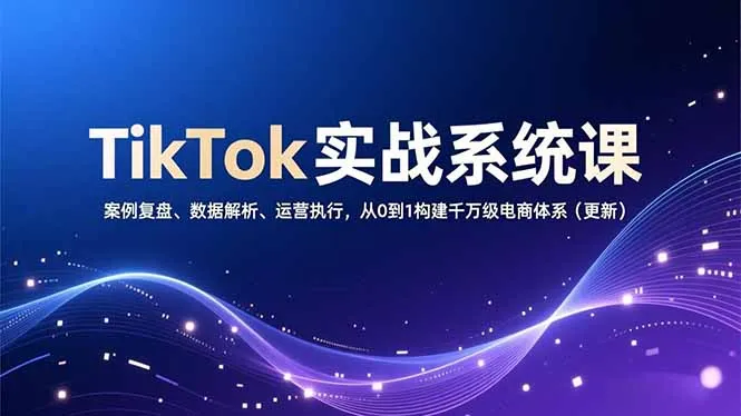 TikTok实战系统课，案例复盘、数据解析、运营执行，从0到1构建千万级电商体系(更新-来缘阁
