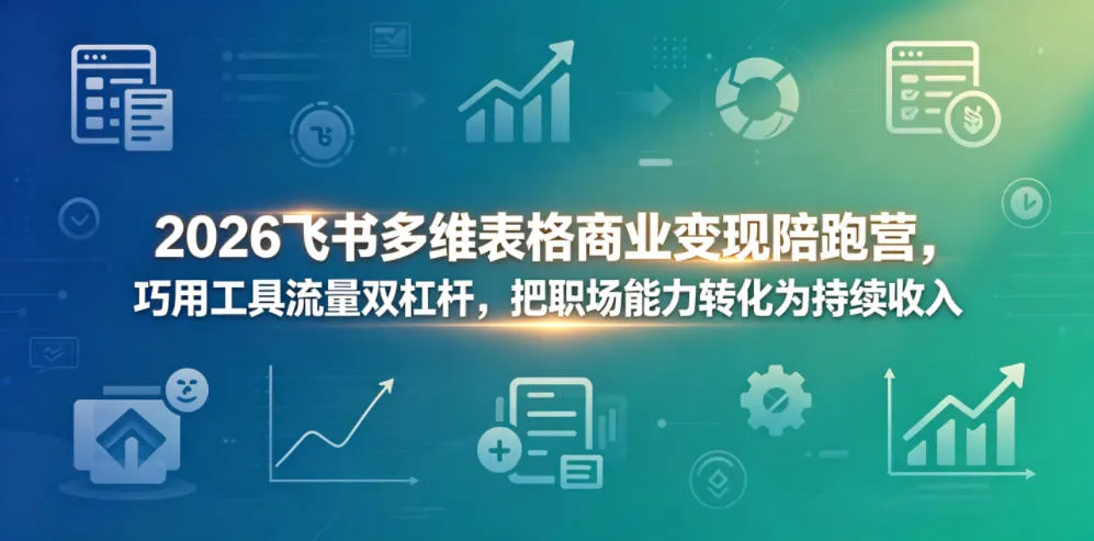 2026飞书多维表格商业变现陪跑营，巧用工具流量双杠杆，把职场能力转化为持续收入-来缘阁