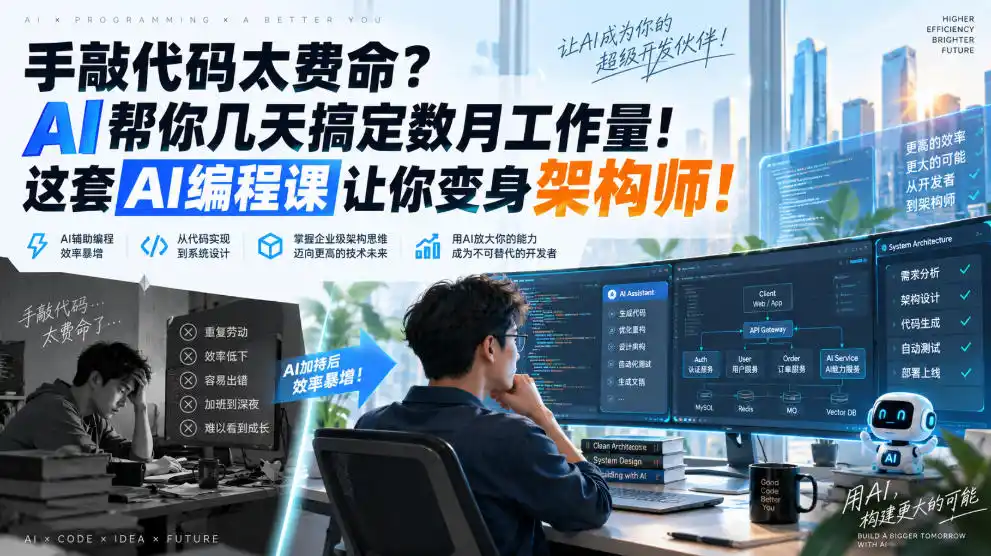 手敲代码太费命?AI帮你几天搞定数月工作量!这套AI编程课让你变身架构师!【原创双语字幕】-来缘阁