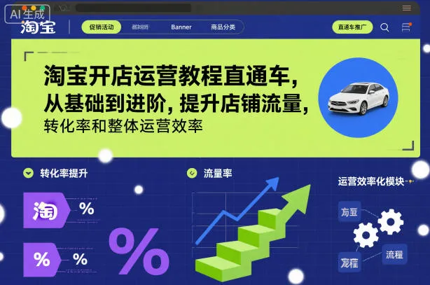 淘宝开店运营教程直通车，从基础到进阶，提升店铺流量，转化率和整体运营效率(更新26年4月20日)-来缘阁