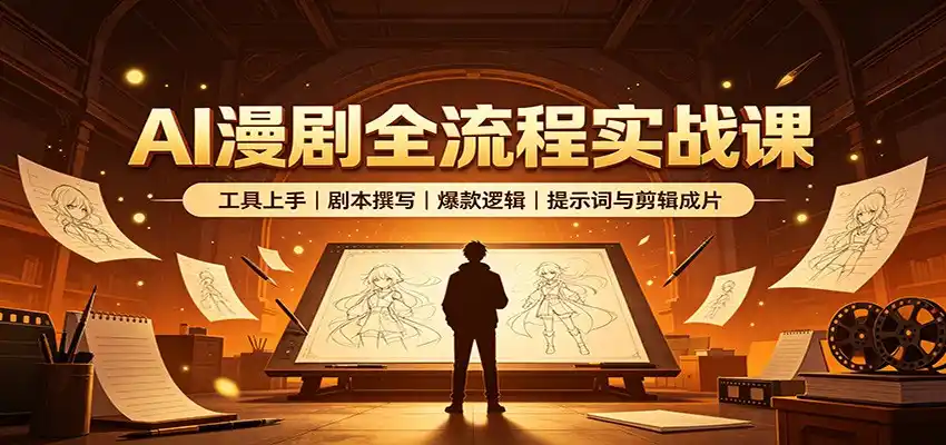AI漫剧全流程实战课：工具上手、剧本撰写、爆款逻辑、提示词与剪辑成片-来缘阁