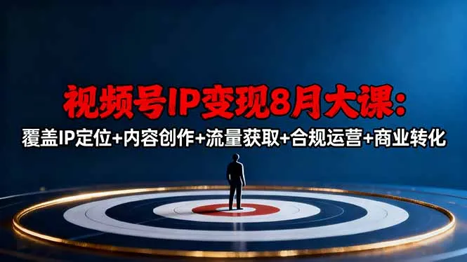 视频号IP变现8月大课，覆盖IP定位+内容创作+流量获取+合规运营+商业转化-来缘阁