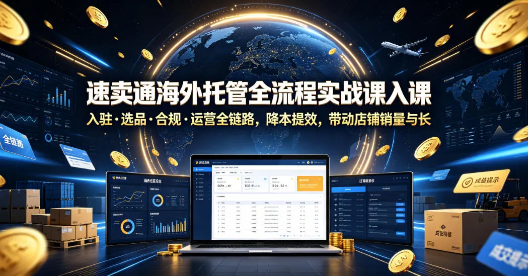速卖通海外托管全流程实战课入驻・选品・合规・运营全链路,降本提效,带动店铺销量与收益增长-来缘阁