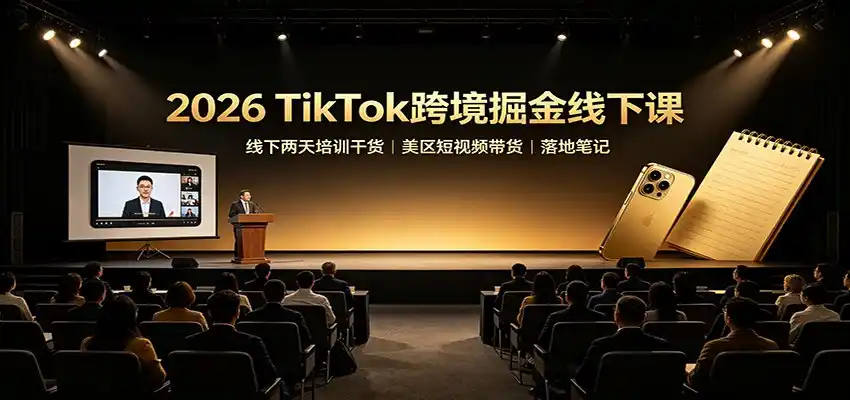 2026 TikTok跨境掘金线下课：线下两天培训干货，美区短视频带货落地笔记-来缘阁