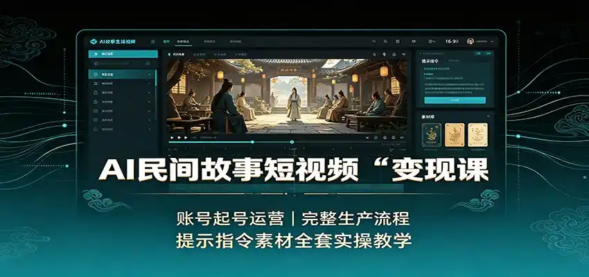 AI民间故事短视频变现课:账号起号运营,完整生产流程,提示指令素材全套实操教学-来缘阁