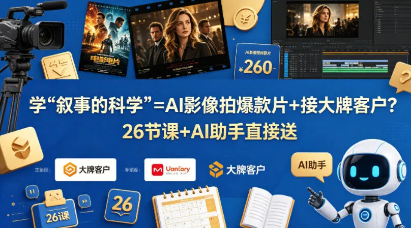 学《叙事的科学》=AI影像拍爆款片+接大牌客户？26节课+AI助手直接送【原创双语字幕】-来缘阁