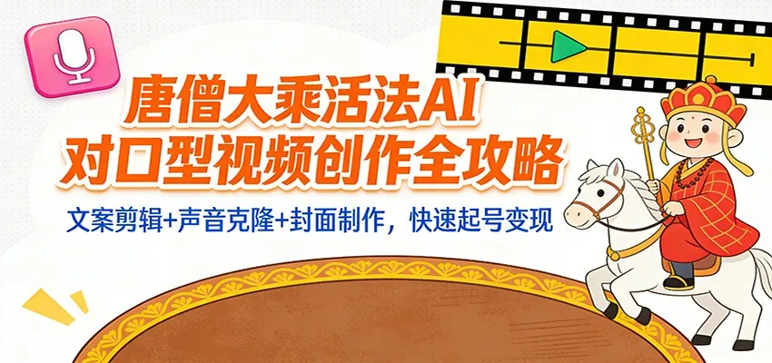 “大乘活法”AI对口型视频创作全攻略：文案剪辑+声音克隆+封面制作，快速起号变现-来缘阁