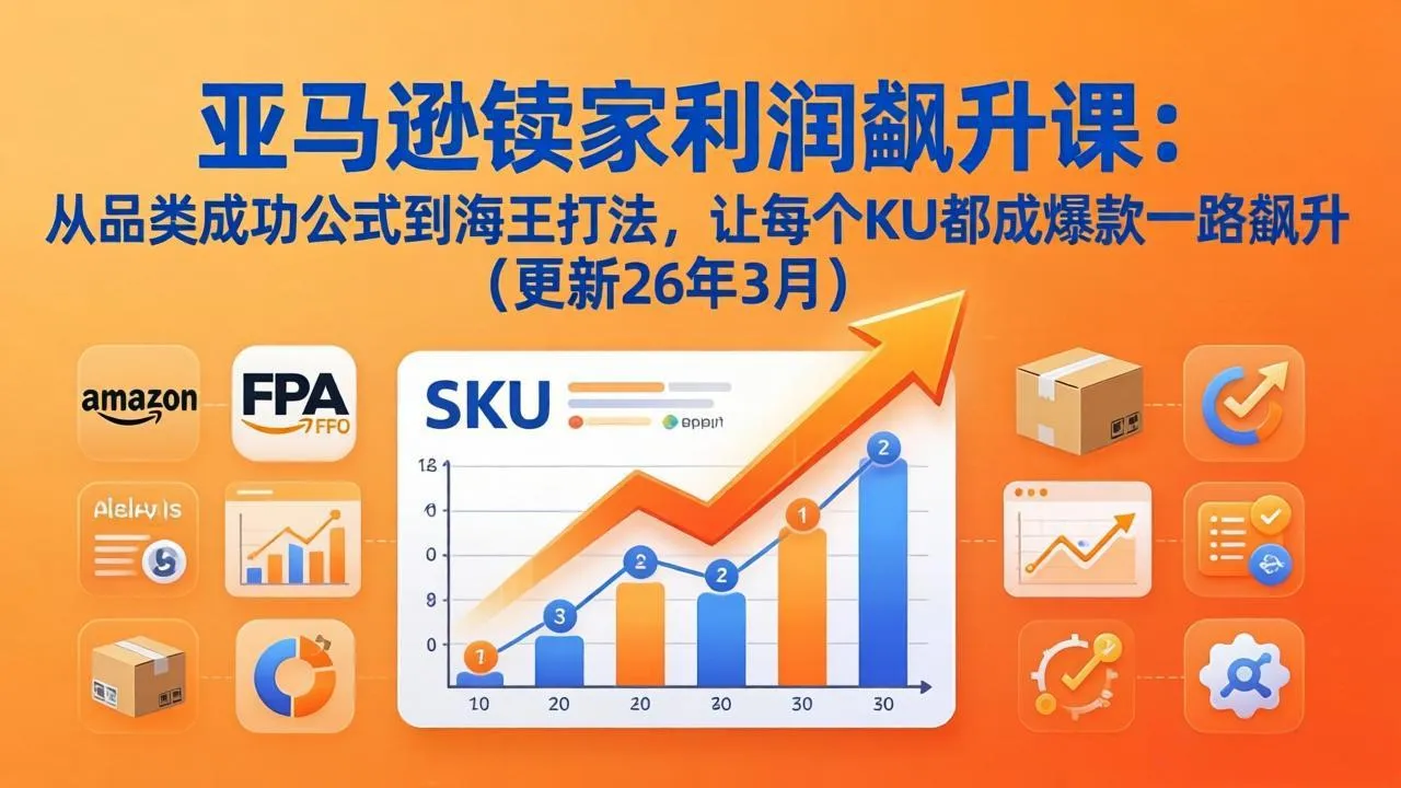亚马逊卖家利润飙升课：从品类成功公式到海王打法，让每个SKU都成爆款一路飙升(更新26年3月-来缘阁