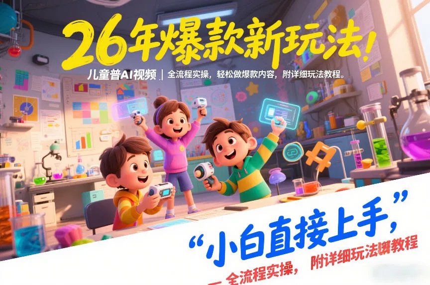 26年爆款新玩法,儿童科普AI视频,全流程实操,轻松做爆款内容,小白直接上手,附详细玩法教程-来缘阁