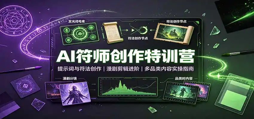 AI符师创作特训营:提示词与符法创作,漫剧剪辑进阶,多品类内容实操指南-来缘阁