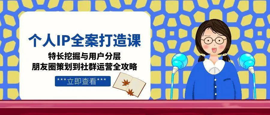 个人IP全案打造课，特长挖掘与用户分层，朋友圈策划到社群运营全攻略-来缘阁