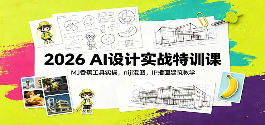 2026 AI设计实战特训课：MJ香蕉工具实操，niji混图，IP插画建筑教学-来缘阁