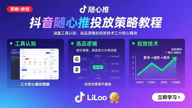 抖音随心推投放策略教程：涵盖工具认知、选品逻辑和投放技术三大核心模块-来缘阁