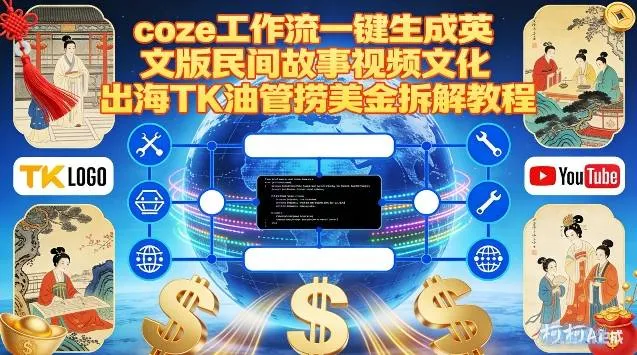 Coze扣子工作流一键生成英文版民间故事视频，文化出海TK油管捞美金拆解教程-来缘阁